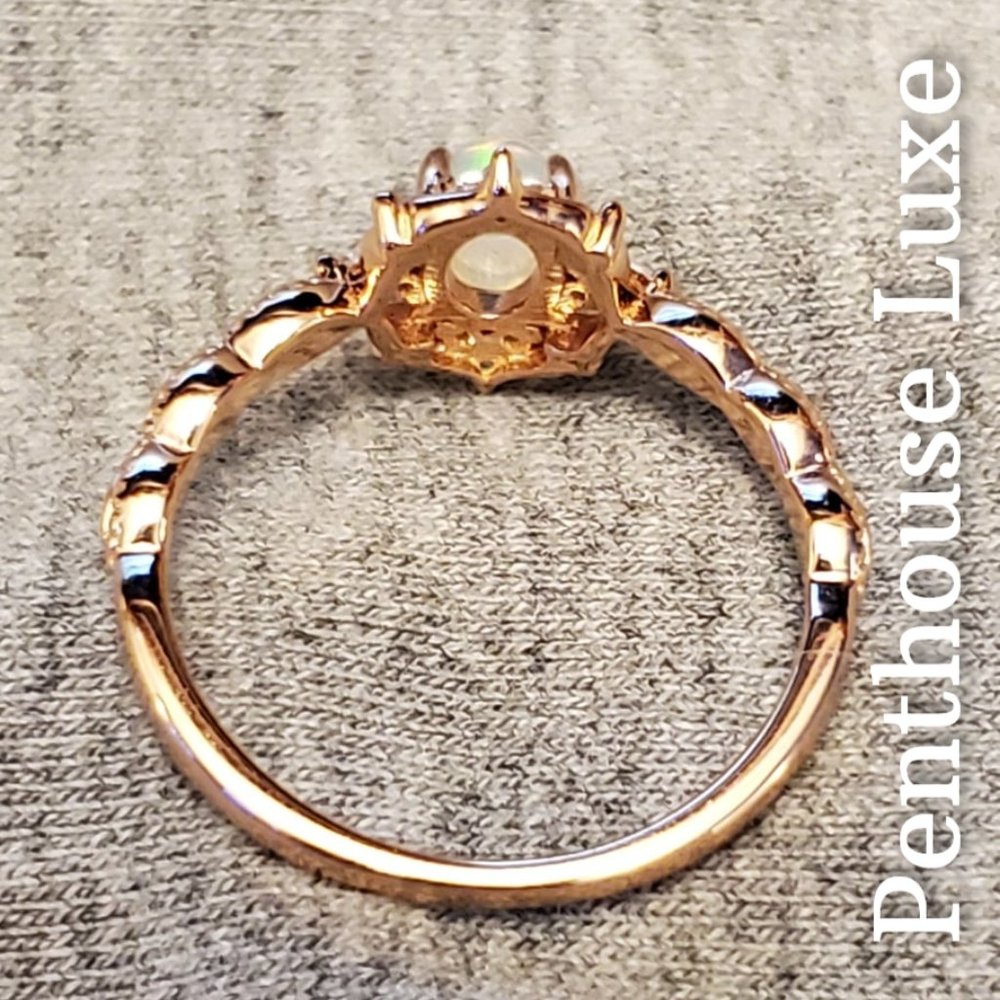 REAL Natural Opal Dome Oval Cut Rose Gold Ring - Picture 5 of 9